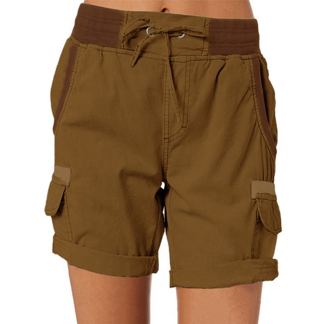 Innerwin Shorts Summer Casual Ladies Cargo Work Short Stretch Linen Ginger S