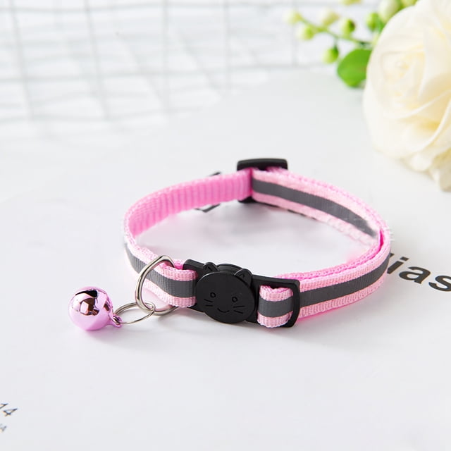 Reflective Dog Bell Collar Breakaway Cat Collar Pet Collar Pet Bell Collar Buckle Adjustable Reflective Cat Collar With Bell For Dogs Puppies Kittens