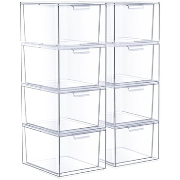 Sorbus Stackable Acrylic Drawers - Clear Make Up Organizers for Vanity - 8 Plastic Storage Bins for Room Decor, Bathroom Organization and Storage, Office Supplies, Makeup Drawer Organizer, Undersink