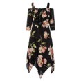 thumbnail image 4 of Drppepioner Women Off Shoulder Plus Size Lace Up Maxi Flowing Floral Print Dress, 4 of 5