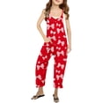 thumbnail image 2 of Girls Romper Bow Print Jumpsuits Rompers for Girls Casual V Neck Strap Rompers with Pockets Girls Outfits Size 8-10 Y, 2 of 6
