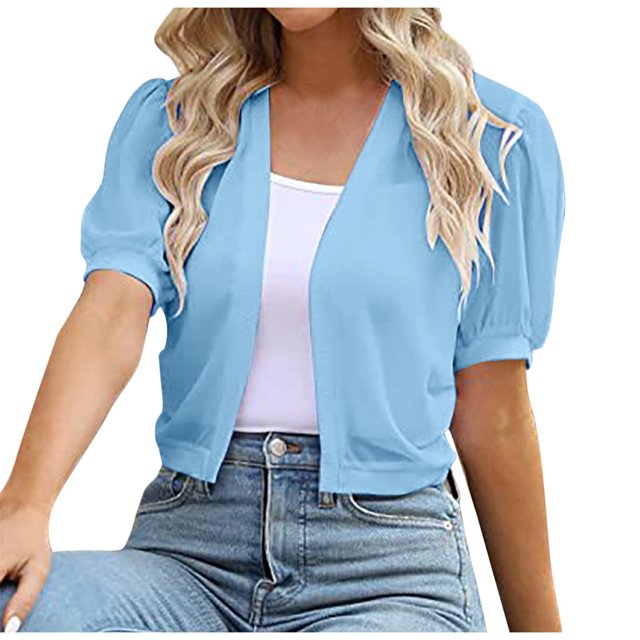 XZNGL Womens Bubble Sleeved Front Cardigan Transparent Cardigan Shawl