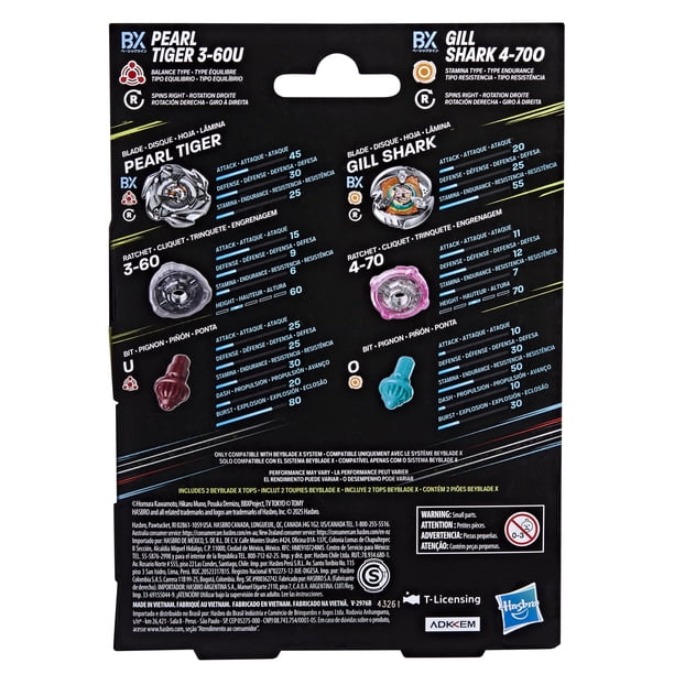 Beyblade X Gill Shark 4-70O & Pearl Tiger 3-60U Dual Pack Set