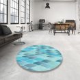 thumbnail image 4 of Ahgly Company Tapis de Zone Rond d'Intérieur Lavable à la Machine, Transitionnel, Bleu Ara Bleu Vert, 3 Pieds Rond, 4 of 7