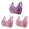 thumbnail image 1 of Bigersell Front Close Bras 3pcs Push-Up Bra Style R-9 Breathable Lightly Lined Bras Pack R-9-purple, 1 of 5