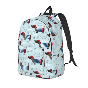Easygdp Sac à Dos pour Ordinateur Portable en Toile Durable avec Chiot Teckel - Bandoulière Ajustable, Grande Capacité, Convient aux Ordinateurs Portables de 15-17 Po, pour l'École, le Travail, les Voyages - Petit