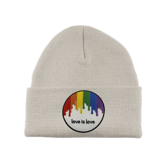 Gravity Threads Love is Love Paint Patch Cuffed Beanie - White