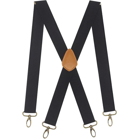 Men’s Heavy Duty Belt Loops X Back 1.4 Inch Suspenders with 4 Snap Hooks