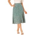 thumbnail image 1 of Unique Bargains Jupe Midi Trapèze pour Femme, Imprimé Feuilles, Sarcelle, TG, 1 of 7