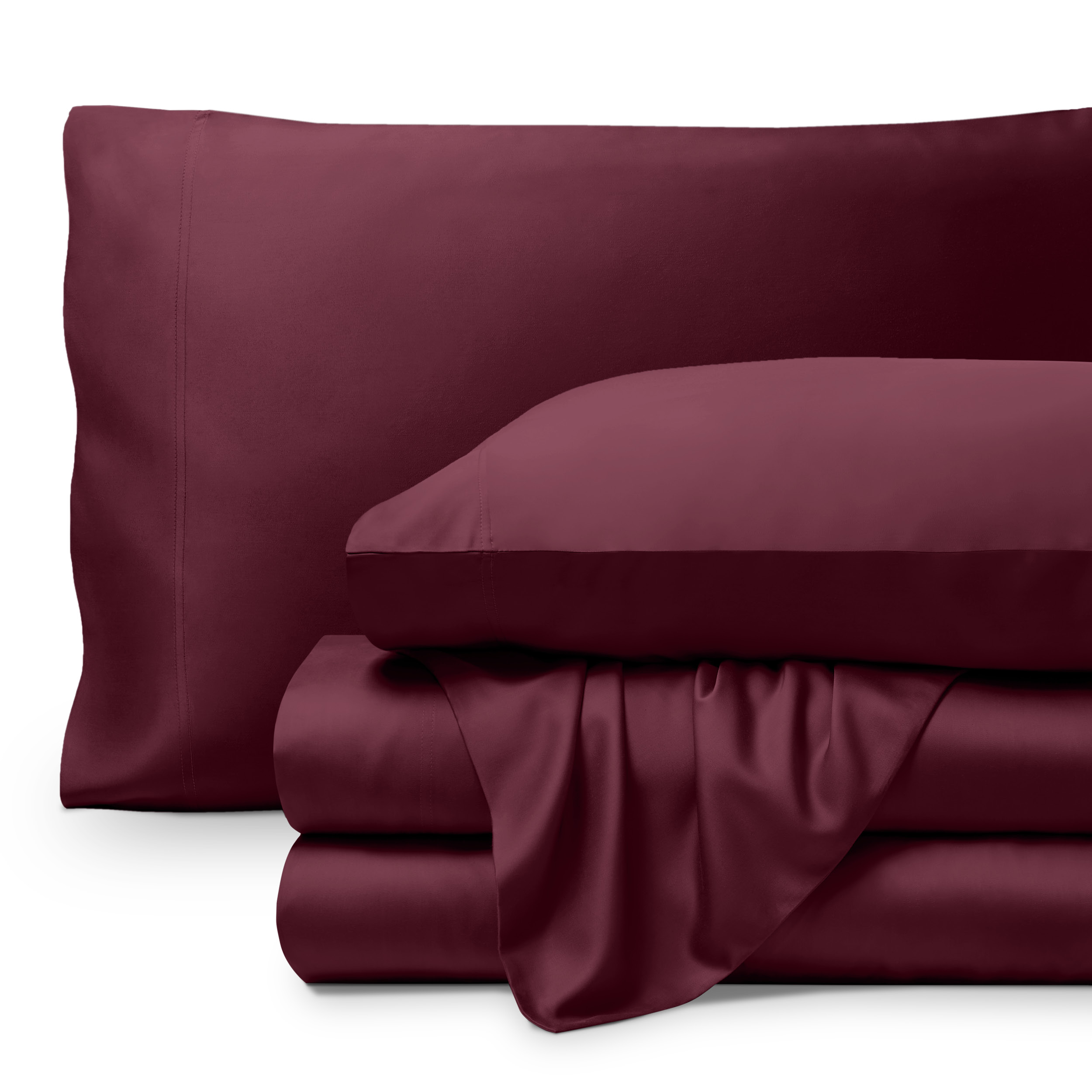 Bare Home Bamboo Sheet Set - Made from Rayon Fibers - Deep Pockets - 4 Piece - Queen, Burgundy