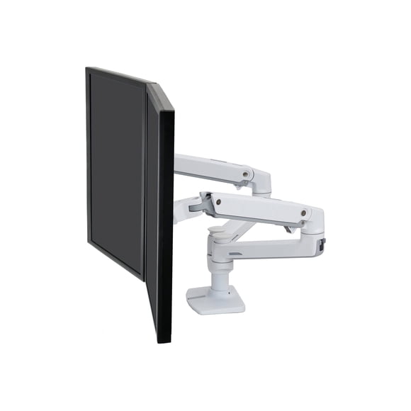 Ergotron LX Dual Side-by-Side Arm - Mounting kit (desk clamp mount, pole, 2 articulating arms, 2 extension brackets, t-bracket, base) - Patented Constant Force Technology - for 2 LCD displays - aluminum, steel - white - screen size: up to 27"