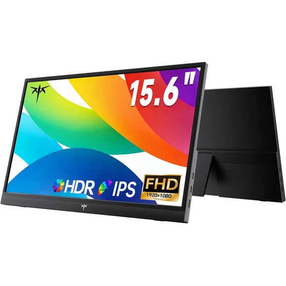 Portable Monitor 15.6 Inch, FHD 1080P Travel Laptop Monitor Extender with USB-C HDMI, Ultra-Slim IPS HDR Display with Speakers, Second Monitor Screen for Laptop Phone Xbox Mac Switch, Black H15F9