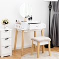 thumbnail image 2 of Giantex Vanity Dressing Table Set with Cushioned Stool & Height-Adjustable Large Mirror, Makeup Dressing Table Desk with Large Drawer for Home Office Bedroom Contemporary Vanity Table Desk, White, 2 of 10