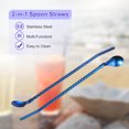 thumbnail image 4 of Unique Bargains 4Pack 8.6' Stainless Steel Spoon Straws Reusable Twist Handle Spoon, Blue, 4 of 5
