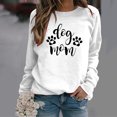 thumbnail image 2 of IROINID Économies Hauts pour Femmes Grande Taille Détente Manches Longues Empreinte de Patte de Chien Col Rond Hauts Chemise Blouse Chandail, Blanc, 2 of 4