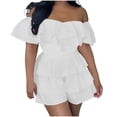 thumbnail image 1 of Birdeem Womens Summer Fashionable Solid Color Multi-Layer Patchwork Pleated Jumpsuit Shorts, 1 of 6