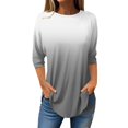 thumbnail image 2 of Pxiakgy Vente Chaude!! T-Shirts à Manches Longues Col Rond pour Femmes Printemps Automne Tie Dye Hauts Amples Tunique Décontractée Blouse Col Printemps Tunique Imprimée Décontractée T-Shirts Trois Quarts Hauts pour Femmes Gris L, 2 of 5