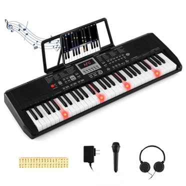 Costway 61 Keys Portable Keyboard with 200 Rhythms 200 Tones 70 Demos Note Sticker, Black