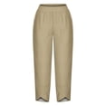 thumbnail image 4 of Timegard Plus Size Pants for Women Elastic Waist Solid Color Comfy Fall Casual Crop Pants with Pockets, 4 of 5