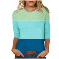 thumbnail image 1 of IROINNID en Solde T-shirt à Manches Longues en Polyester pour Femmes Confortable d'Été Ajusté à Nouer Col Rond T-shirt, Vert, 1 of 5