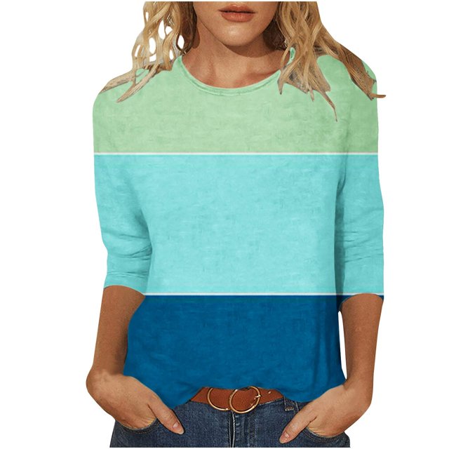 IROINNID en Solde T-shirt à Manches Longues en Polyester pour Femmes Confortable d'Été Ajusté à Nouer Col Rond T-shirt, Vert