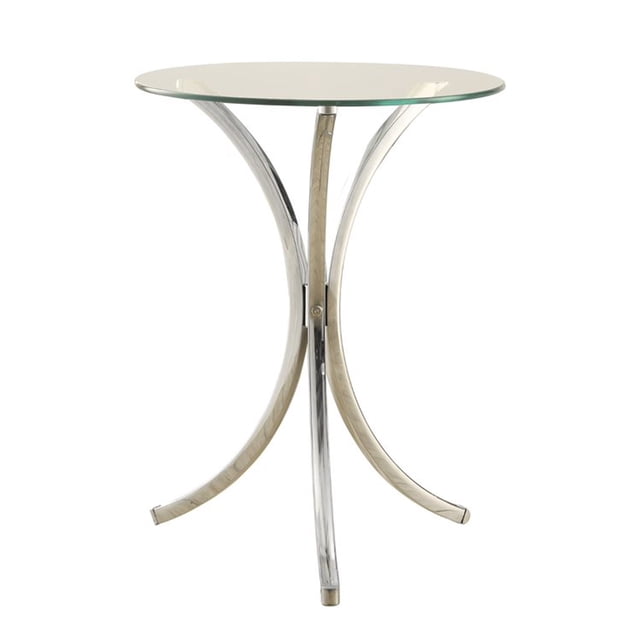 Coaster Home Furnishings Table d'Appoint Ronde avec Pattes Courbées, Chrome