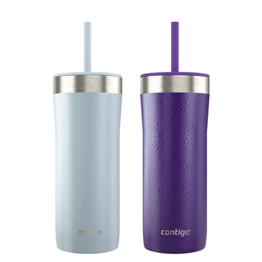 Gobelet Contigo Streeterville, acier inoxydable, isolation sous vide, couvercle anti-déversement avec paille en plastique, couleurs variées, 24 oz (709 ml), paquet de 2