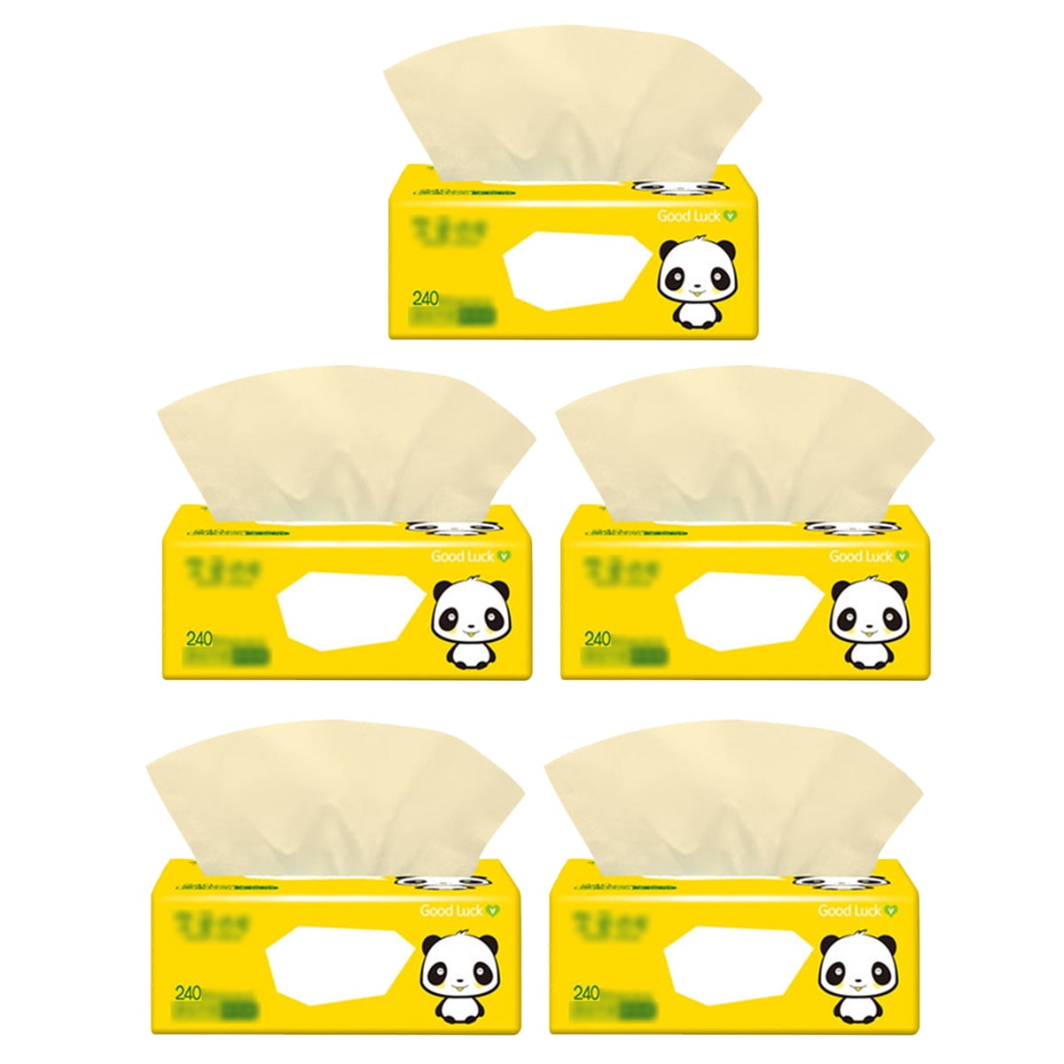 5 Packs 4-Layer Bamboo Pulp Facial Tissues Natural Paper Towels for Home & Toilet
