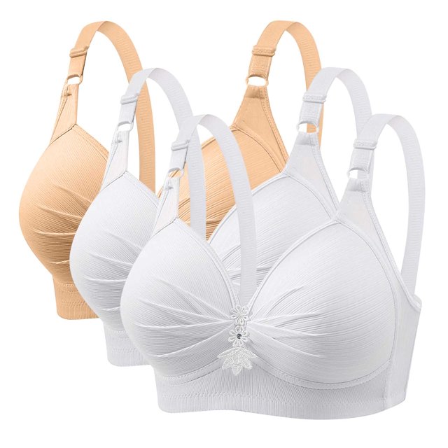 Timegard 3pc Plus Size Bras for Women Wireless Adjustable Strap Full Support Breathable Everyday Bra