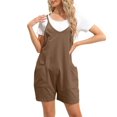thumbnail image 1 of PMUYBHF Combinaison à Manches Longues du 4 Juillet pour Femmes, Décontractée, Combinaisons d'Été Décontractées Sans Manches pour Femmes, Coupe Ample, Bretelles Spaghetti, Short, Combinaison avec Poches, 1 of 6