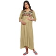 thumbnail image 1 of Moomaya Womens Embroidered Round Neck Rayon Slub Long Maxi Maternity Dress, 1 of 1