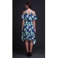 thumbnail image 2 of Bimba Robe Tunique à Épaules Dénudées Imprimée Teinture sur Nœuds Bleue pour Femmes - TTG, 2 of 6