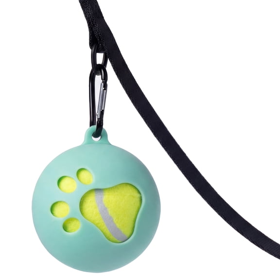 One Paw, Rubber Holder with Tennis Ball for Dogs, Play Fetch, Green
