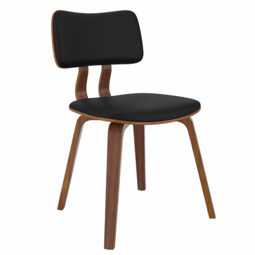 Chaise d’appoint mi-siècle moderne en similicuir et en bois, noire