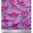 thumbnail image 1 of Soimoi Poly Georgette Tissu Feuilles & Fleurs Roses Imprimé Floral par Yard 52 Pouces de Large, 1 of 3