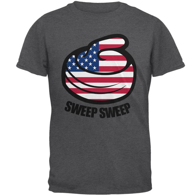 Winter Sports Flag Curling Sweep Sweep USA Mens T Shirt