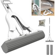 Hand-Washable Collodion Mop, Folding Sponge Mop, Self-Squeezing Mop, Wet and Dry Powerful Absorbent Mop (13in)