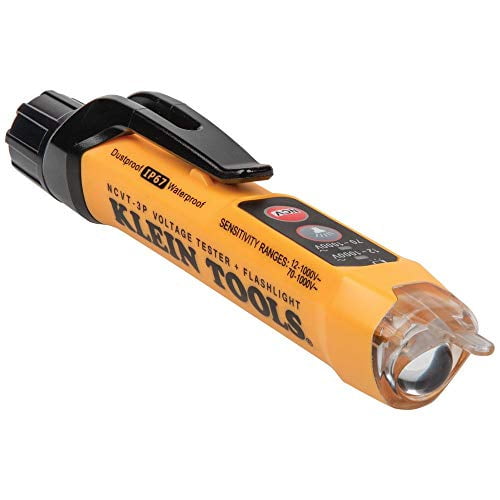 Klein Tools NCVT3P Testeur de Tension Sans Contact à Double Portée, Stylo CA 12 - 1000 V, Lampe de Poche, Alarmes DEL Sonores et Clignotantes, Pince de Poche