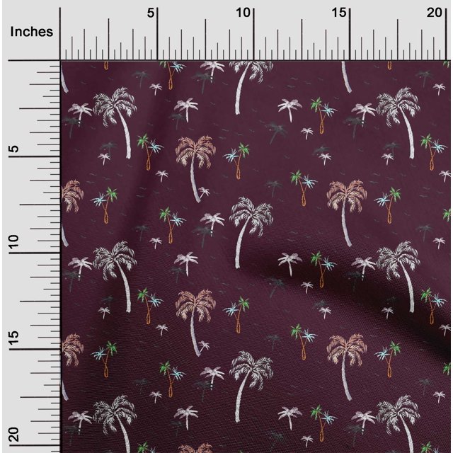 oneOone Polyester Lycra Fabric Bird & Palm Tree Printed Fabric 1 Yard 56 Inch Wide