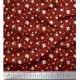 thumbnail image 1 of Soimoi Tissu en Rayonne Rouge Feuilles & Roses Tissu Imprimé Floral 1 Yard 42 Pouces de Large, 1 of 5