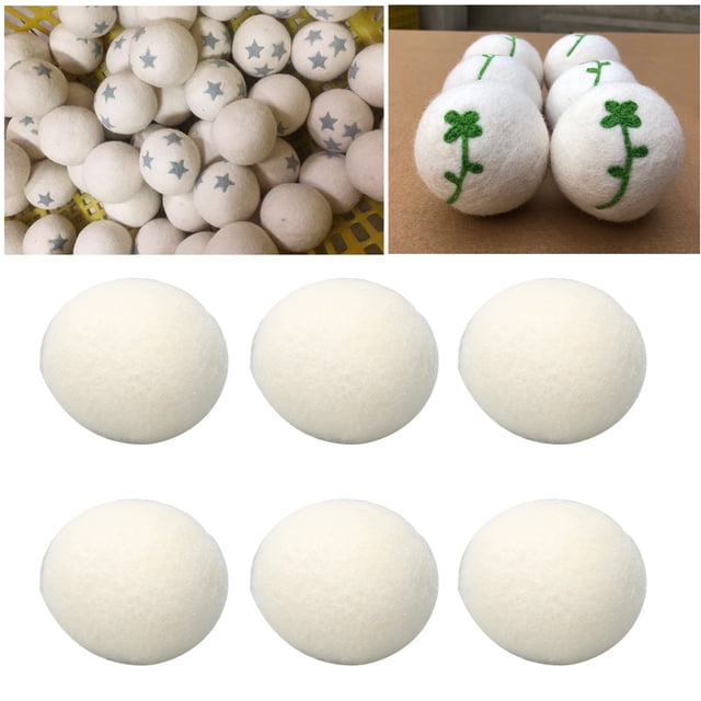 Wool Drying Balls, 6 Pcs High Density Adsorb Impurities Reduce Static Electricity Laundry Wool Balls Household Portable Reusable Skin Friendly Wool Drying Balls