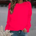 thumbnail image 2 of CEHVOM Mode Femmes Décontracté Manches Longues Col Rond Uni Chandail pour Dames Hauts Blouse Liquidation, 2 of 4