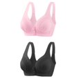 thumbnail image 1 of Timegard 2pc Wireless Bras for Women Front Closure Button Bralette Ruched Comfort Everyday Bras with Support, 1 of 3