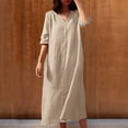 thumbnail image 1 of Gspmoly Robe pour Femme, Robe d'Été Unie à Manches Courtes et Col en V pour Femme, Robes Habillées pour Femme jusqu'à 60 % de Rabais, 1 of 6
