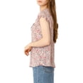 thumbnail image 4 of INSPIRE CHIC Valentine's Day Women's Floral Blouse Short Cap Sleeve Chiffon Casual Ruffle Tops XS Pink, 4 of 8