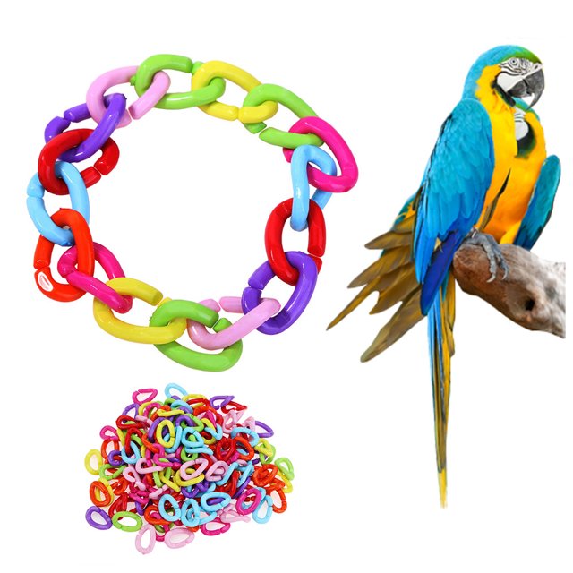 100pcs/set Plastic Hooks Chain Opening Ring Bird Cage Accessories For Parrot Chinchilla