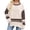 Beige, variant on Sweaters for Women 2025 Long Sleeve Crewneck Coor Block Pullover Sweater Casual Loose Knit Top