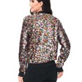 thumbnail image 4 of Womens Long Sleeve Sequin Front Zip Jacket Long Sleeve Ribbed Cuffs Outerwear Tops, 4 of 5