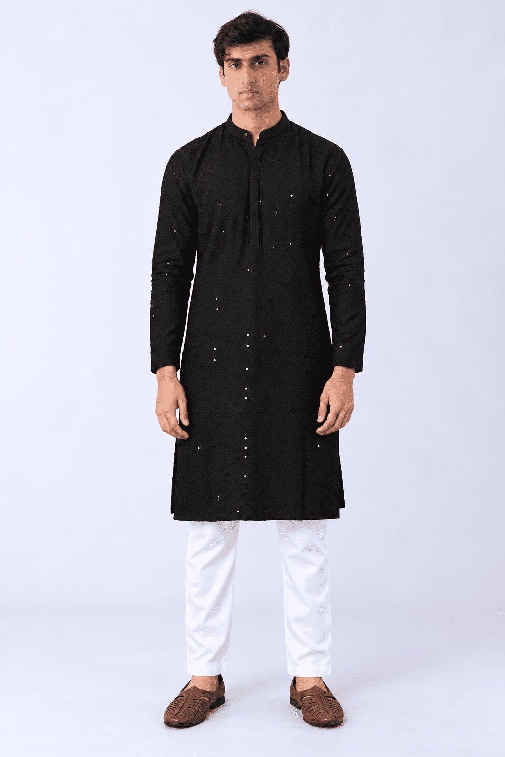 DWEEP SARA Premium Rayon Resham dhaga Sequence Mens Kurta, S