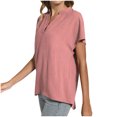 thumbnail image 3 of Timegard Womens Cotton Linen Tops Short Sleeve V-Neck Solid Color Lightweight Casual Loose Top Basic Tee, 3 of 5